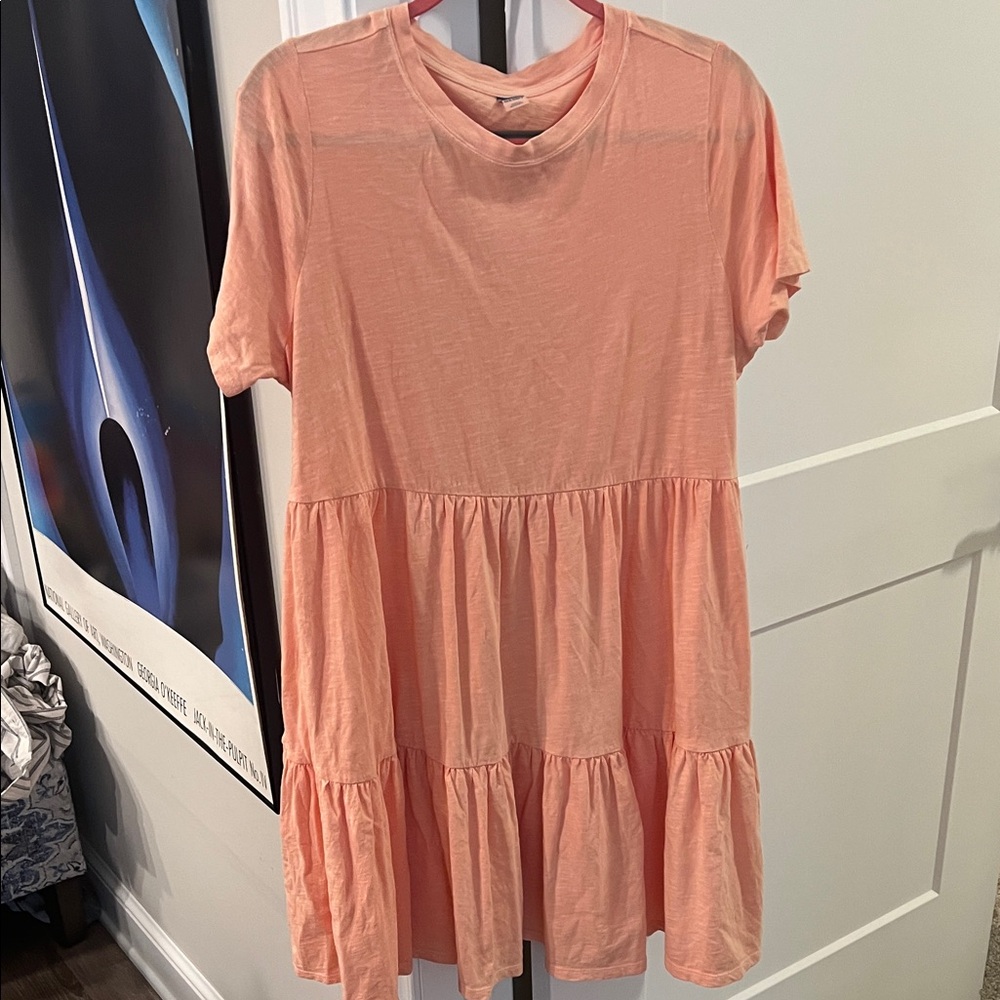 Old Navy Peach Tiered Short Sleeve Dress